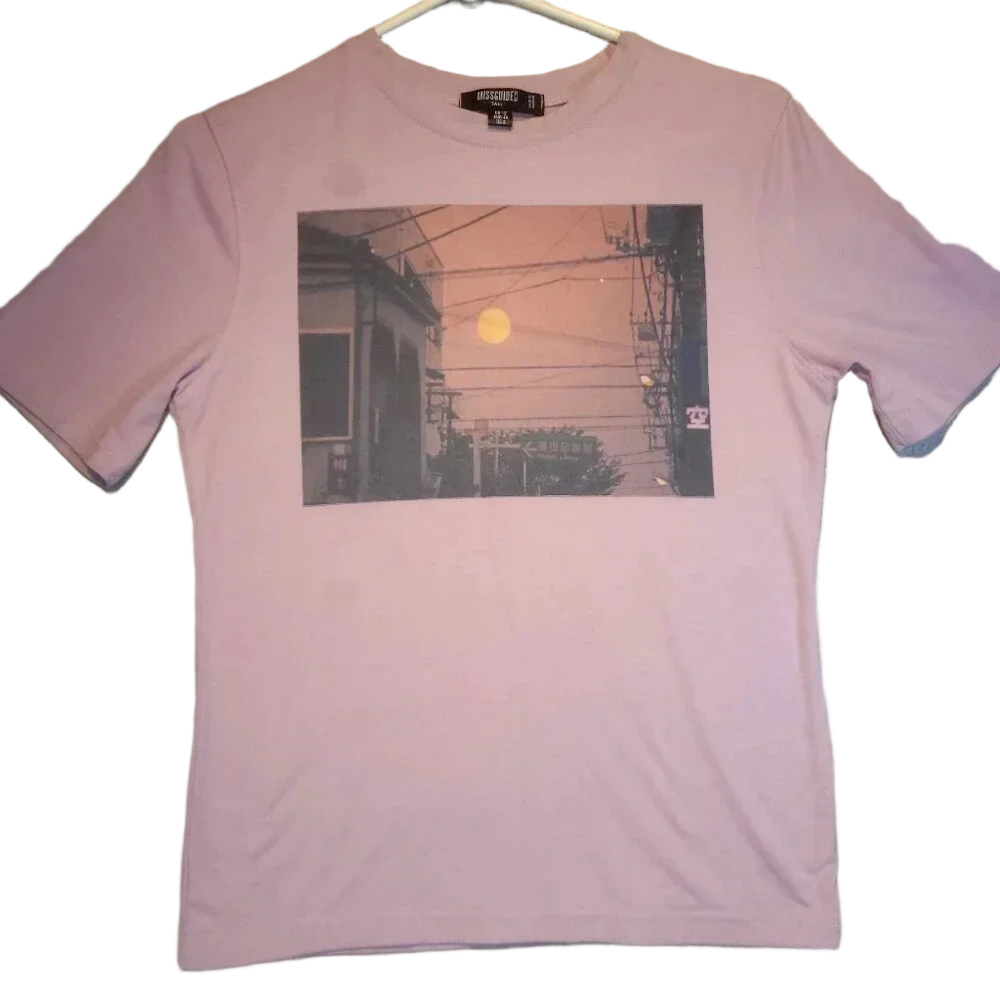 MissGuided Women's Short Sleeve Pink Sunset T-Shirt NWOT Size Tall US-8